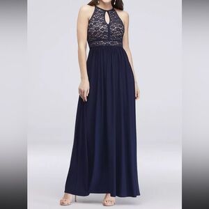 Navy Blue Lace Sequin Dress